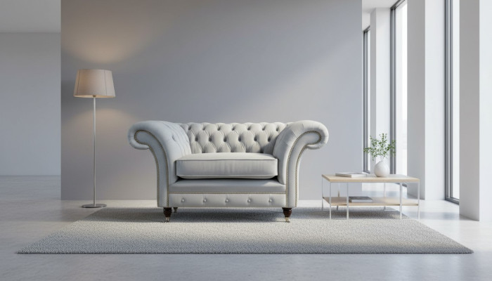 Armchair Upholstered Sofa Textile Chesterfield Couch 1-Seater Gray