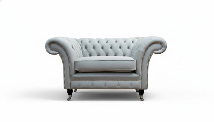 Armchair Upholstered Sofa Textile Chesterfield Couch 1-Seater Gray