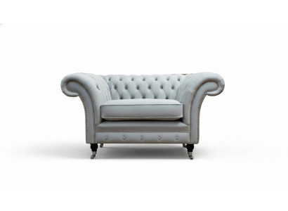 Armchair Upholstered Sofa Textile Chesterfield Couch 1-Seater Gray