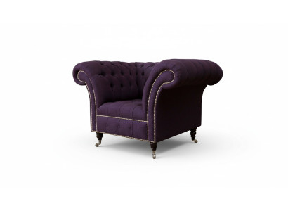 Armchair Single Seater Luxury 1 Seat Seat Design Textile Purple Fabric Chesterfield