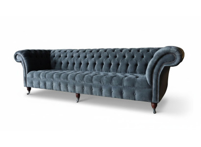 Four-seater sofa 4-seater sofas modern gray design fabric Chesterfield