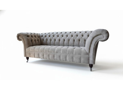 Gray Chesterfield Couch Three-Seater Seat Cushion Sofas Furniture New