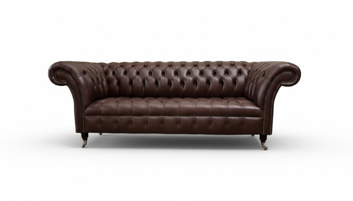 Sofa 3-Seater Chesterfield Leather Sofa Living Room Designer Couches Upholstery