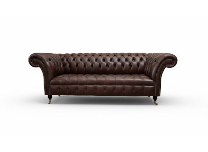 Sofa 3-Seater Chesterfield Leather Sofa Living Room Designer Couches Upholstery