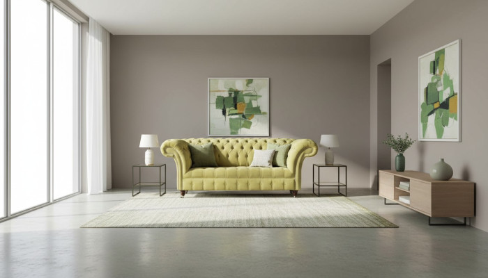 Two-seater sofa luxury 2-seater living room light green Chesterfield fabric new