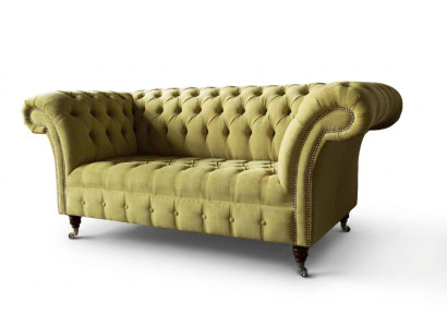 Two-seater sofa luxury 2-seater living room light green Chesterfield fabric new