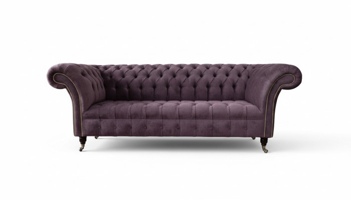 Modern Chesterfield Sofa Couch Upholstered 3 Seater Purple Fabric Sofas New