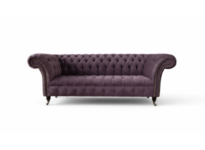 Modern Chesterfield Sofa Couch Upholstered 3 Seater Purple Fabric Sofas New