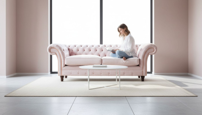 Sofa 3-seater couch furniture design Chesterfield seat textile upholstery new