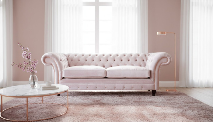 Sofa 3-seater couch furniture design Chesterfield seat textile upholstery new