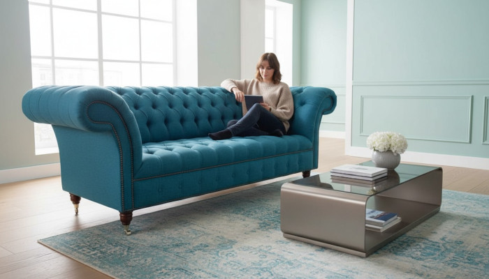 Chesterfield Sofa Couch Upholstery Designer 3-Seater Sofas New Three-Seater