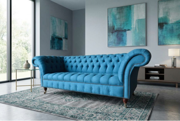 Chesterfield Sofa Couch Upholstery Designer 3-Seater Sofas New Three-Seater