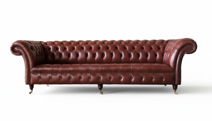 Leather sofa, 4-seater sofa, design Chesterfield leather couch, furniture 245cm