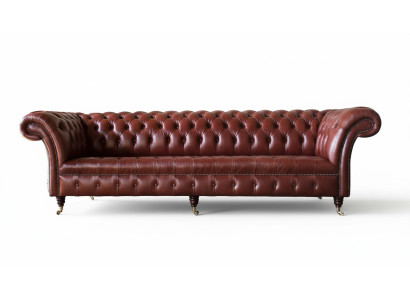 Leather sofa, 4-seater sofa, design Chesterfield leather couch, furniture 245cm