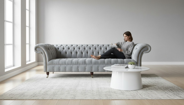 Chesterfield Design Sofa 4-Seater Couch Upholstery Luxury Textile Couches