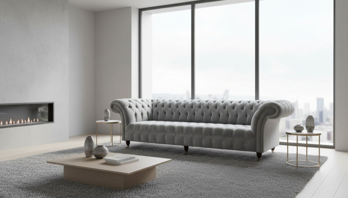 Chesterfield Design Sofa 4-Seater Couch Upholstery Luxury Textile Couches