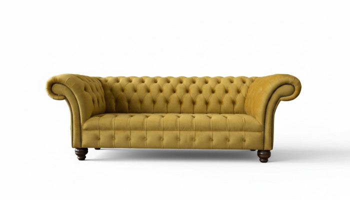 Chesterfield Yellow Sofa Upholstery 3-Seater Couches Seating Sofas Three-Seater