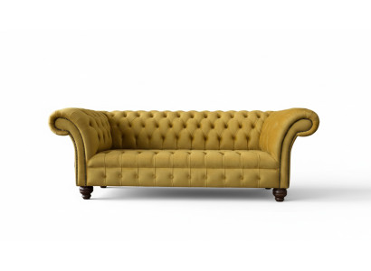Chesterfield Yellow Sofa Upholstery 3-Seater Couches Seating Sofas Three-Seater