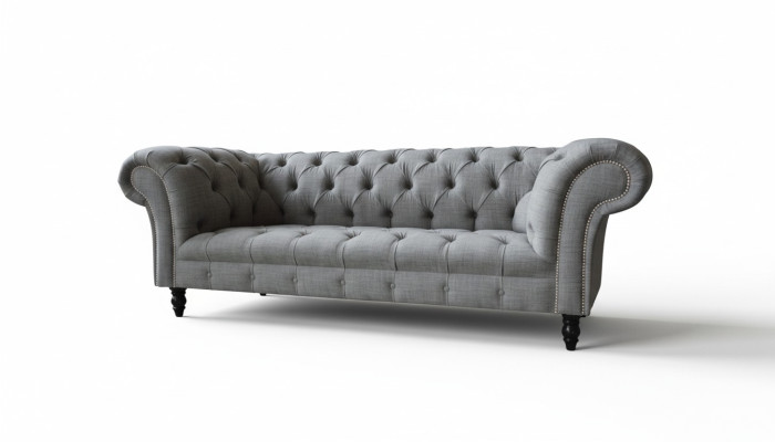 Chesterfield Couch 3 Seater Upholstered Seat Textile Fabric Sofas New