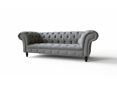 Chesterfield Couch 3 Seater Upholstered Seat Textile Fabric Sofas New