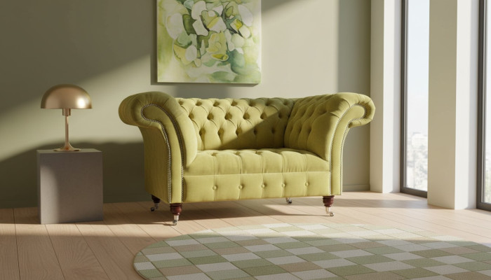 Chesterfield armchair textile design sofa fabric couch sofas upholstery gray new