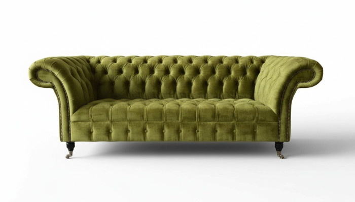 Design Chesterfield Sofa 3 Seater Green Couch Upholstered Sofas Living Room