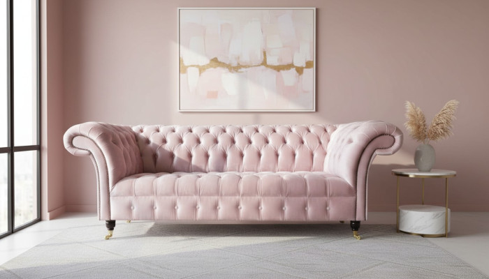 Chesterfield 3-seater sofa upholstered sofa pink living room upholstered sofas new