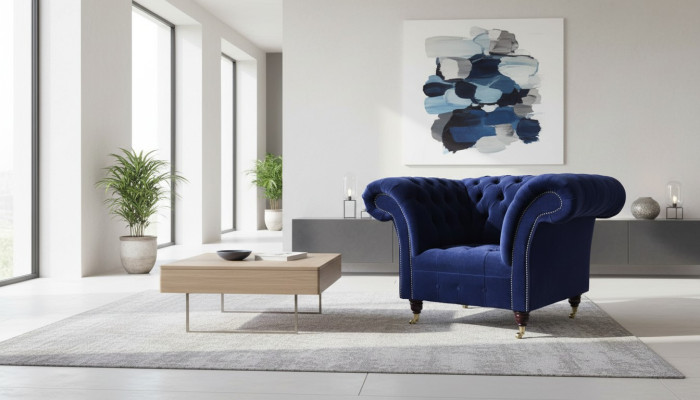 Chesterfield textile armchair single seater sofa upholstery design luxury modern