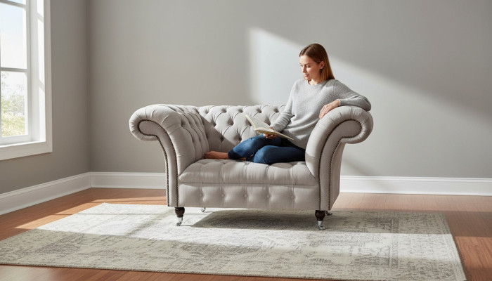Chesterfield textile upholstered armchair 1-seater sofa design luxury fabric sofas