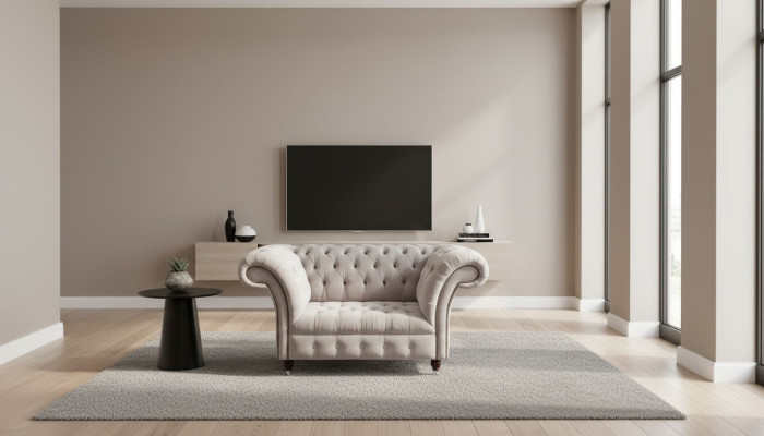 Chesterfield textile upholstered armchair 1-seater sofa design luxury fabric sofas