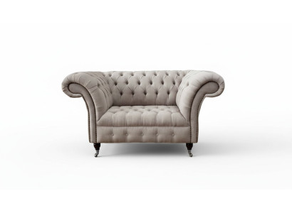 Chesterfield textile upholstered armchair 1-seater sofa design luxury fabric sofas