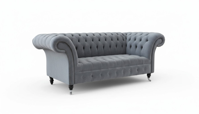 Chesterfield Sofa 3-Seater Luxury Couch Living Room Sofa Gray Fabric Sofa