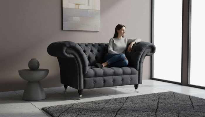 Couch Upholstery Sofa Textile Chesterfield Sofas 1.5-Seater Single-Seater Gray
