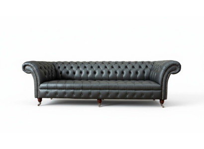 Luxury Four-Seater Sofa 4-Seater Living Room Chesterfield English Fabric Design