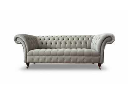 Chesterfield Sofa 3 Seat Upholstered Couches Sofas Couch Three-Seater Gray New