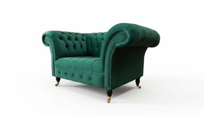 Gray Chesterfield Design Sofa Armchair Wingback Chair Upholstery Luxury Textile