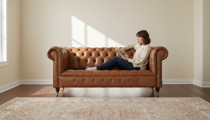 Chesterfield Sofa 3 seat Cushion Couches Sofas Couch Three-seater Brown