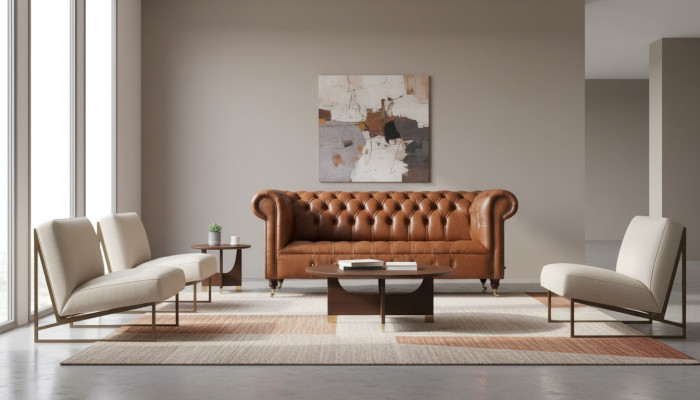 Chesterfield Sofa 3 seat Cushion Couches Sofas Couch Three-seater Brown