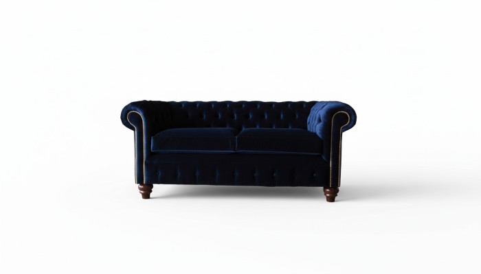 Blue Chesterfield English classic style sofa couch 3-seat upholstery 230cm