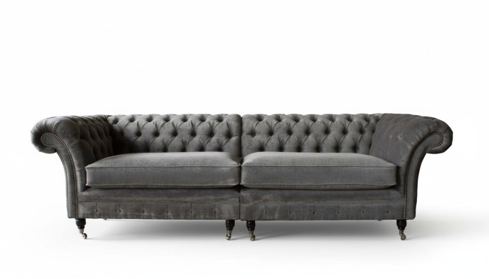 Chesterfield four-seater sofa 4-seater sofas fabric polyester gray furniture