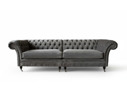 Chesterfield four-seater sofa 4-seater sofas fabric polyester gray furniture