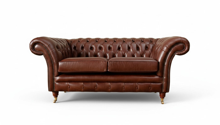 Chesterfield Couch Upholstery Leather Sofas Couches Brown Two-seater New