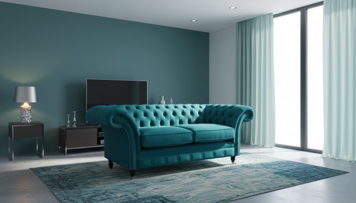 Chesterfield 2-seater couch upholstered seat textile fabric couches sofa new
