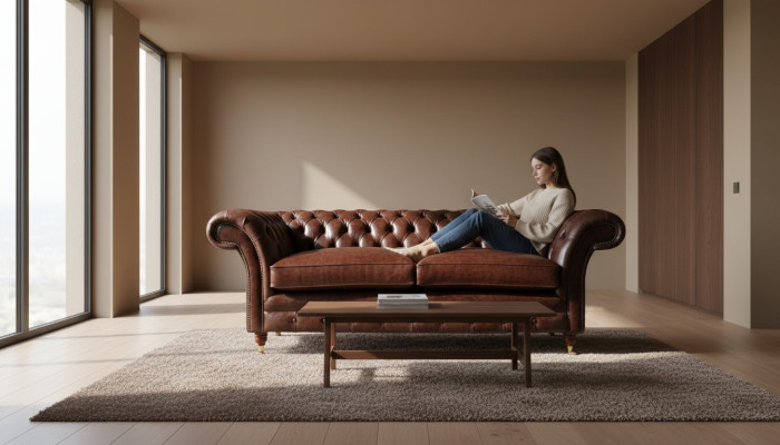 Sofa 3-Seater Couch Upholstered Sofas Couches Living Room Chesterfield Leather