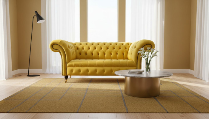 Chesterfield Couch Sofa Upholstery 2 Seater Living Room Couch Seat Yellow