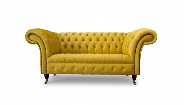 Chesterfield Couch Sofa Upholstery 2 Seater Living Room Couch Seat Yellow