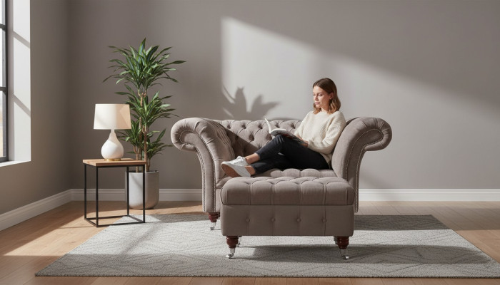 Chesterfield Sofa Couch 1 Seater Luxury Textile Fabric Couches Upholstery New
