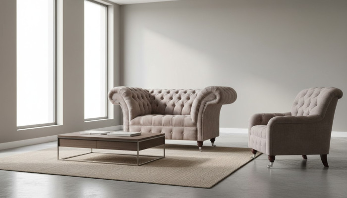 Chesterfield Sofa Couch 1 Seater Luxury Textile Fabric Couches Upholstery New