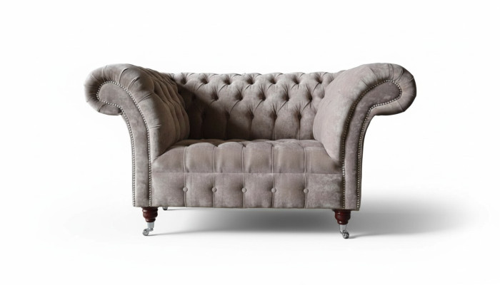 Chesterfield Sofa Couch 1 Seater Luxury Textile Fabric Couches Upholstery New