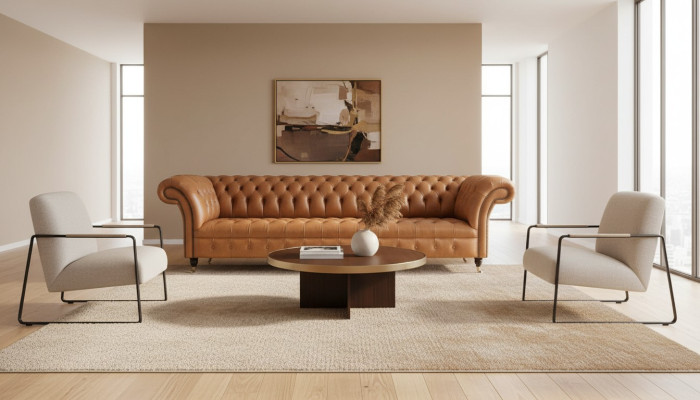 Leather sofa Chesterfield 4-seater couches luxury leather couches upholstered living room